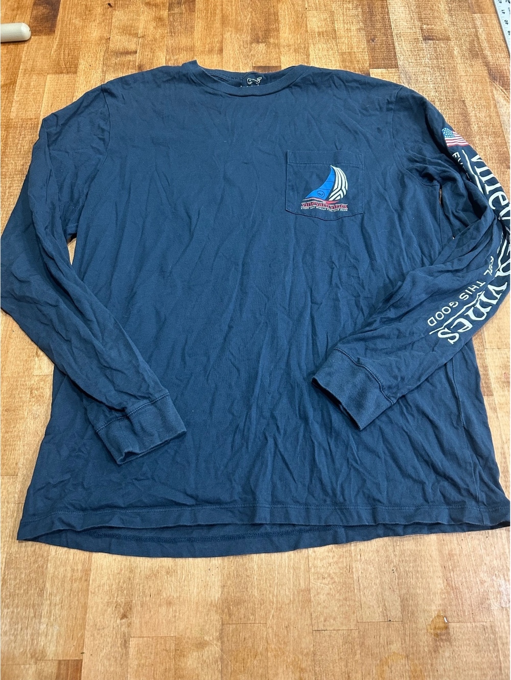 Vineyard Vines Navy Blue Long Sleeve T-Shirt Size M